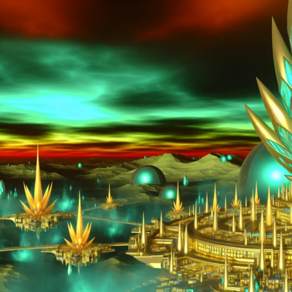 Widok Aiur w czasie oblężenia – wizualizacja Protossów