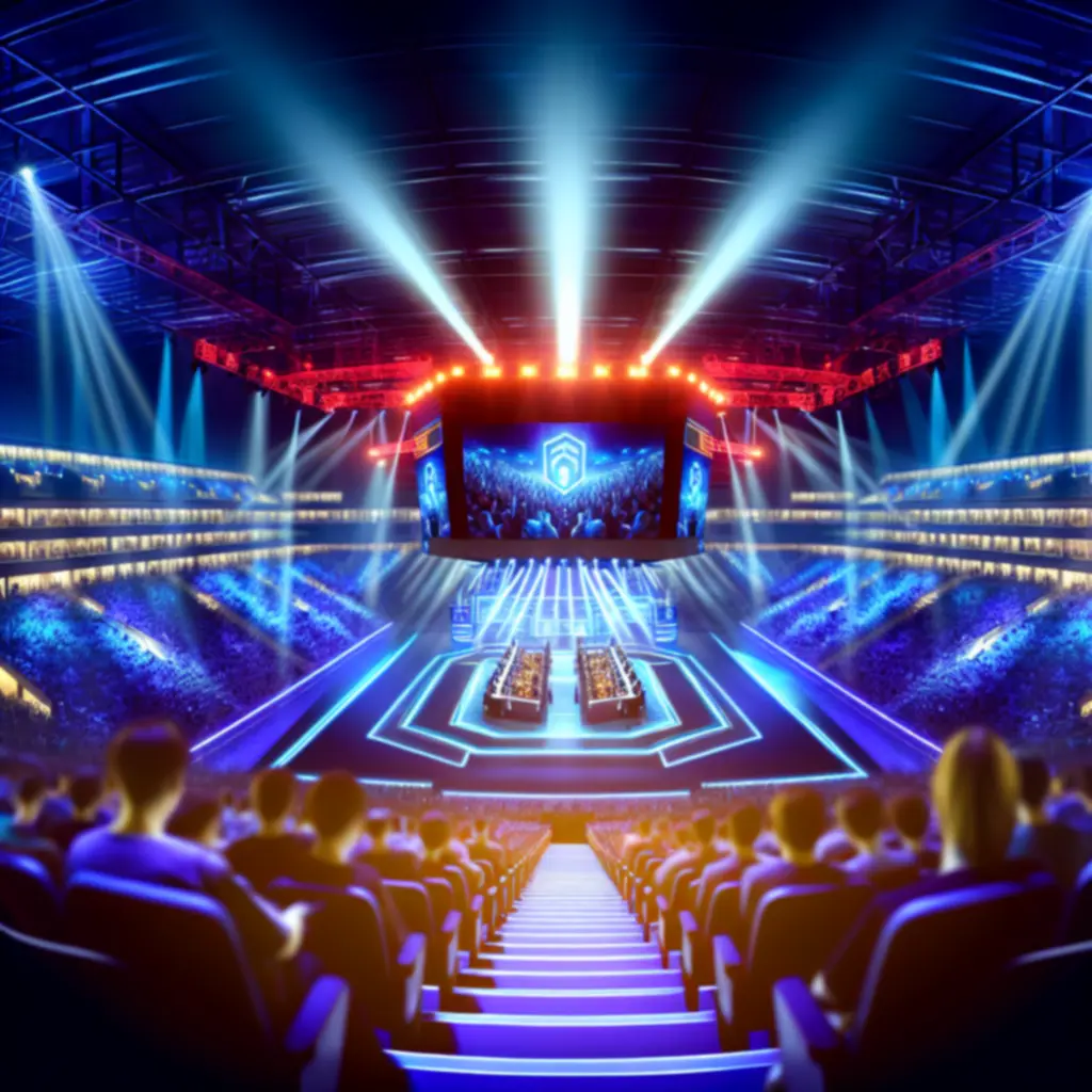 Arena e-sportowa z publicznością i sceną turniejową