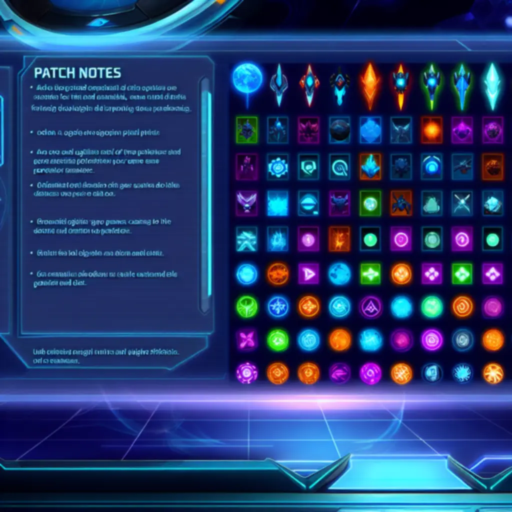 Ekran aktualizacji gry z listą zmian i ikonami jednostek