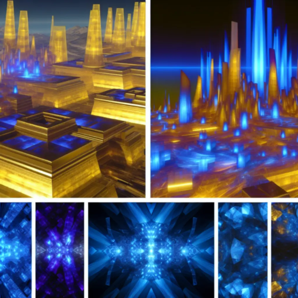 Złoto-niebieska estetyka Protossów z neonową poświatą